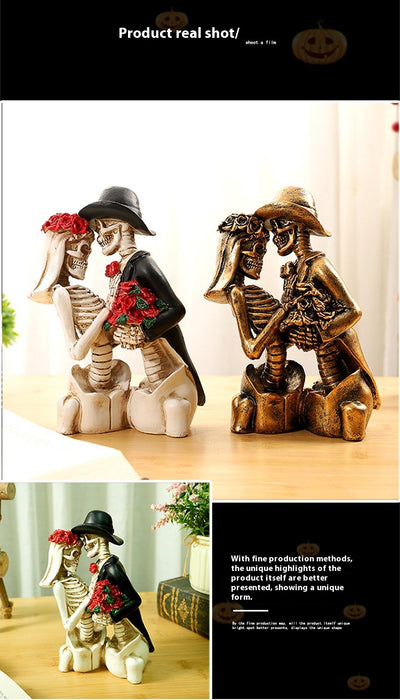 Adorno de Pareja Calaveras en Resina - Estilo Gótico Romántico - Image 11