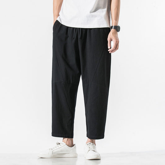 Pantalones Casuales Talla Grande Hombre - Corte Recto Algodón Lino Estilo Retro - Image 2