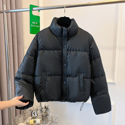 Chaqueta Acolchada de Cuero PU con Cuello Alto para Mujer - Image 3