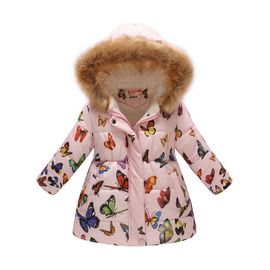 Chaqueta de Algodón Acolchada con Cuello de Pelaje y Capucha - Diseño Cartoon Infantil - Image 28