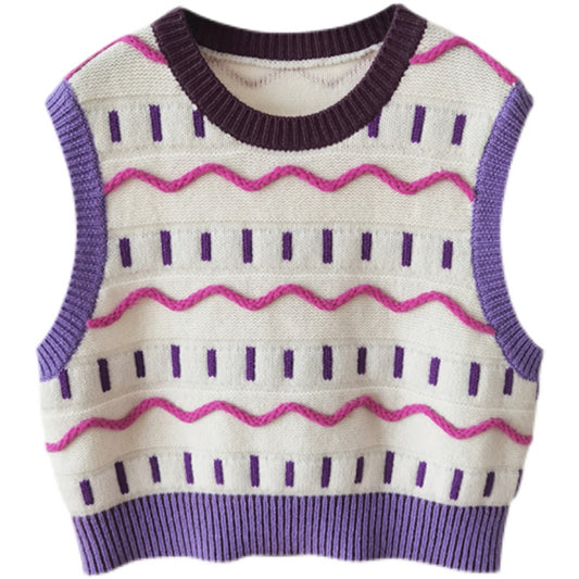 Chaleco de Punto Retro Lana Australiana Cuello Redondo para Niños