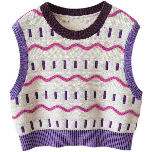 Chaleco de Punto Retro Lana Australiana Cuello Redondo para Niños