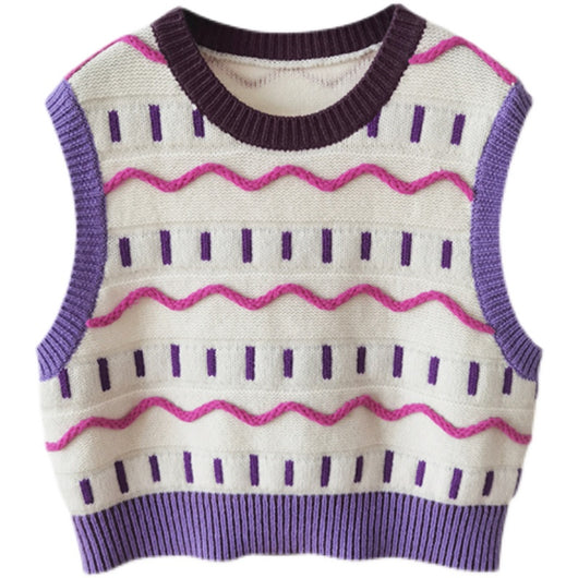 Chaleco de Punto Retro Lana Australiana Cuello Redondo para Niños