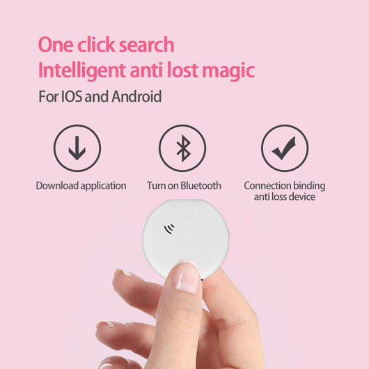 White rectangular Bluetooth pet tracker with rounded corners, a small dot, a line, and a circle on its face. - Image 4
