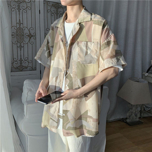 Camisa Suelta de Manga Corta para Hombre - Tela Ligera - Image 6