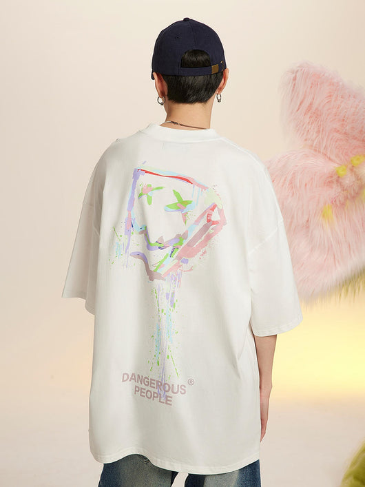 Camiseta Suelta de Manga Corta con Diseño Splash de Tinta - Image 7