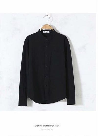Camisa de Lino Suelta Manga Larga Cuello Redondo para Hombre - Image 14