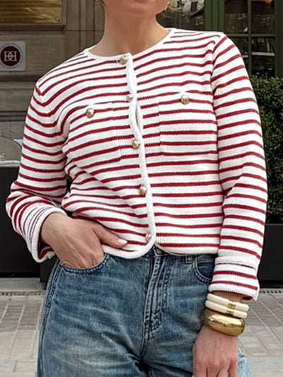 Camisa Casual a Rayas con Botones - Estilo Europeo y Americano - Image 7