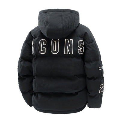 Chaqueta Acolchada de Invierno para Hombre con Capucha y Estampado Urbano - Image 3