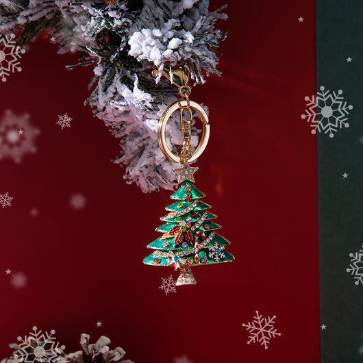 Llavero Navideño Árbol de Navidad con Gotas de Diamante Europeo y Americano - Image 4
