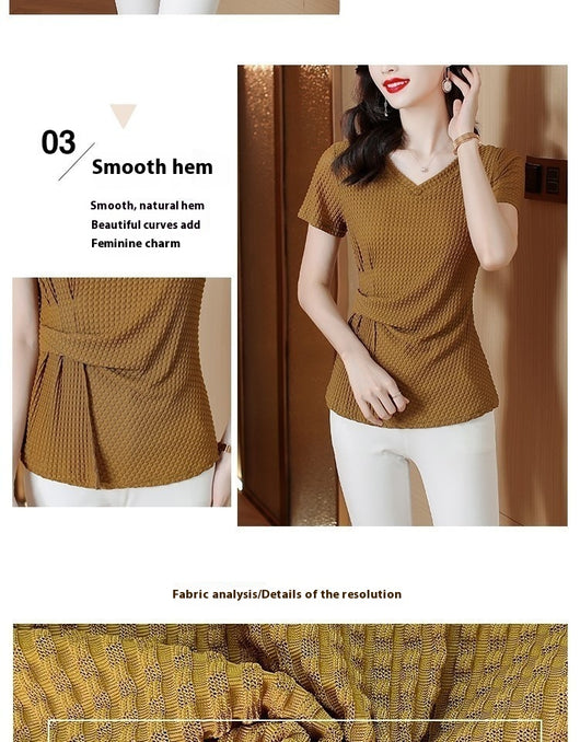 Playera Tejida de Seda de Hielo Manga Corta para Mujer - Fresca y Cómoda - Image 13