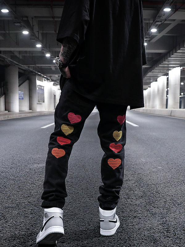 Jeans Rectos Ajustados con Bordado Love - Image 3