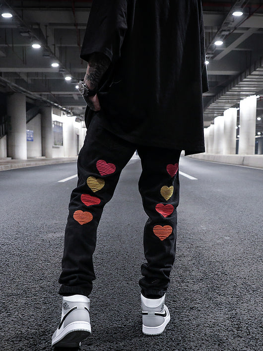 Jeans Rectos Ajustados con Bordado Love - Image 3