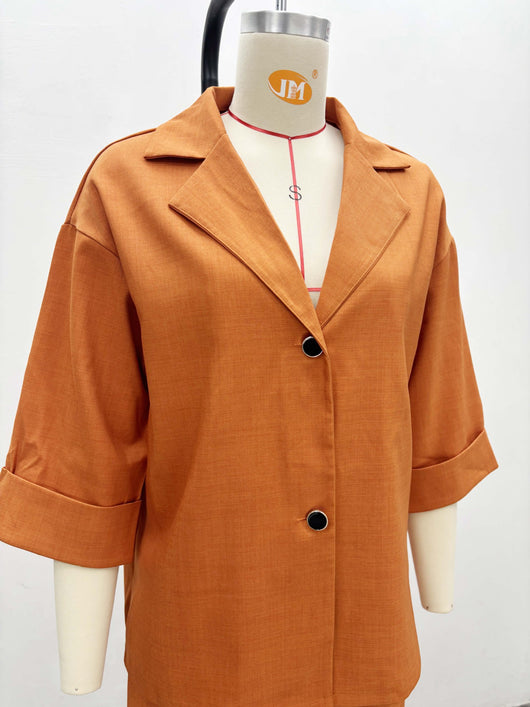 Conjunto de Dos Piezas: Camisa Suelta con Solapa y Pantalón Recto de Talle Alto - Image 13
