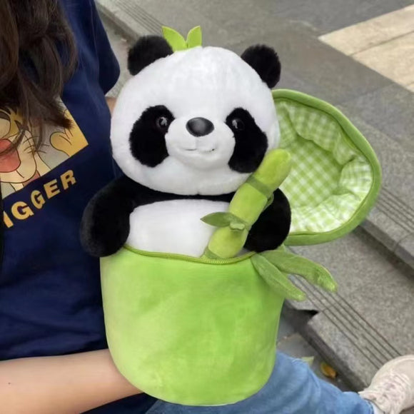 Almohada Panda con Tubo de Bambú Simulado