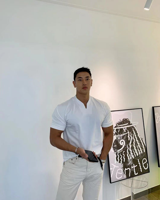 Playera Cuello Henley Estilo Americano para Hombre - Image 33