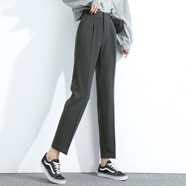 Pantalón de Vestir Mujer Cintura Alta Corte Holgado Largo Capri
