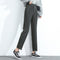Pantalón de Vestir Mujer Cintura Alta Corte Holgado Largo Capri