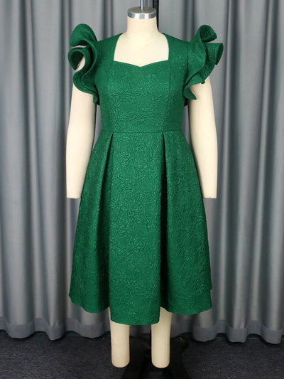 Vestido de Noche Ajustado con Mangas Floral Tridimensional - Image 6