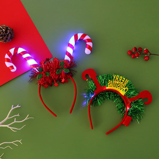 Diadema Navideña con Luces LED - Cuernos de Reno, Árbol y Copo de Nieve - Image 3