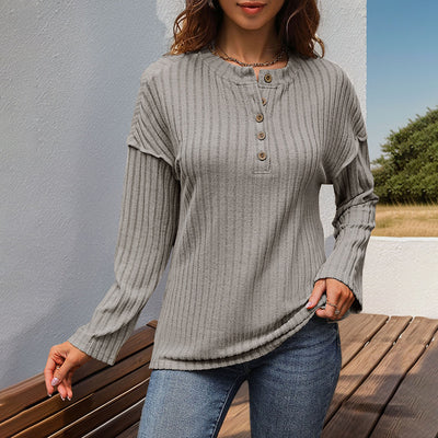 Camiseta Casual Cuello Redondo con Rayas Texturizadas - Básico Versátil para Todos - Image 2