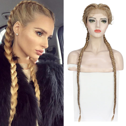 Peluca con Diadema de Dos Trenzas y Encaje Frontal - Image 3