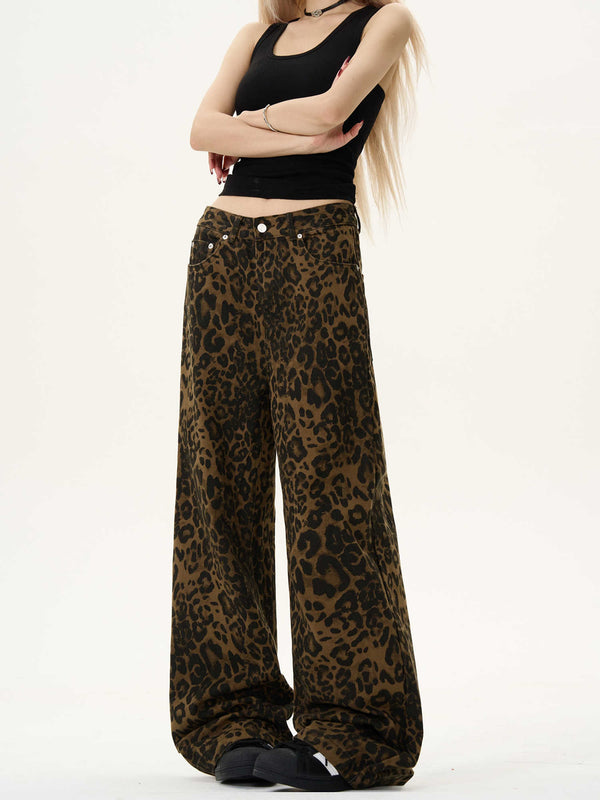 Jeans Vintage con Estampado Leopardo para Mujer