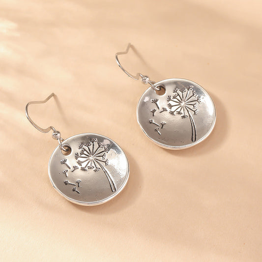 Aretes Retro Diente de León Redondos Simples