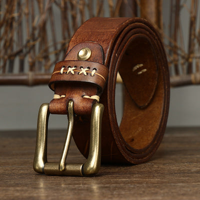 Cinturón Vaquero de Cuero Vintage Delavado con Hebilla de Pasador - Image 7