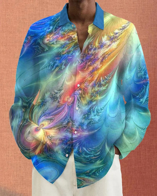 Camisa de Manga Larga con Estampado Degradado para Hombre - Image 31