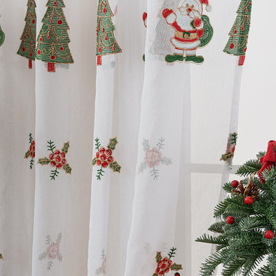 Cortina Navideña Americana con Bordado de Árbol de Navidad - Image 3