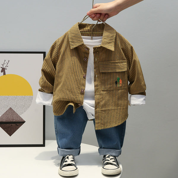Conjunto Infantil de Camisa Rayada Manga Larga