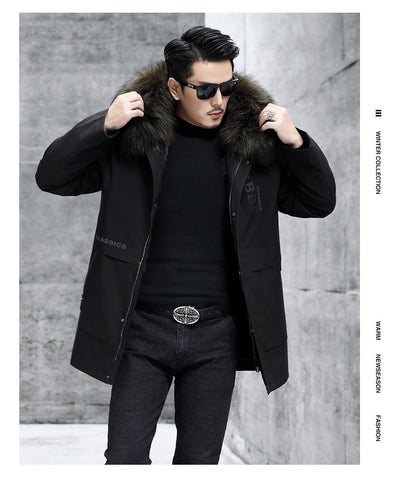 Abrigo de Piel con Cuello de Mapache y Zorro - Image 14