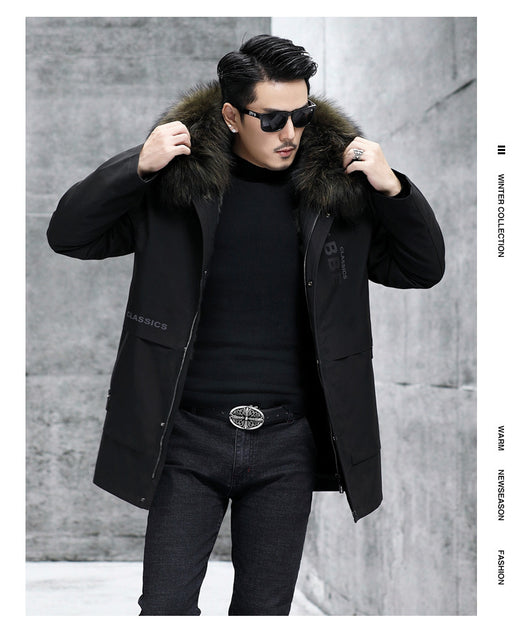 Abrigo de Piel con Cuello de Mapache y Zorro - Image 14