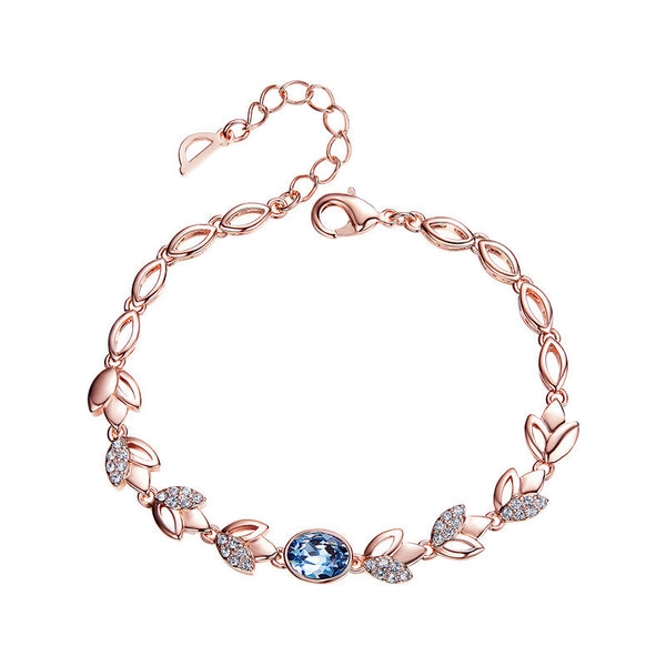 Pulsera de Hoja Oro Rosado - Elegancia Europea para Mujer