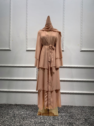Bata Larga de Gasa Perla en Tres Capas - Vestido Fluido y Elegante - Image 15
