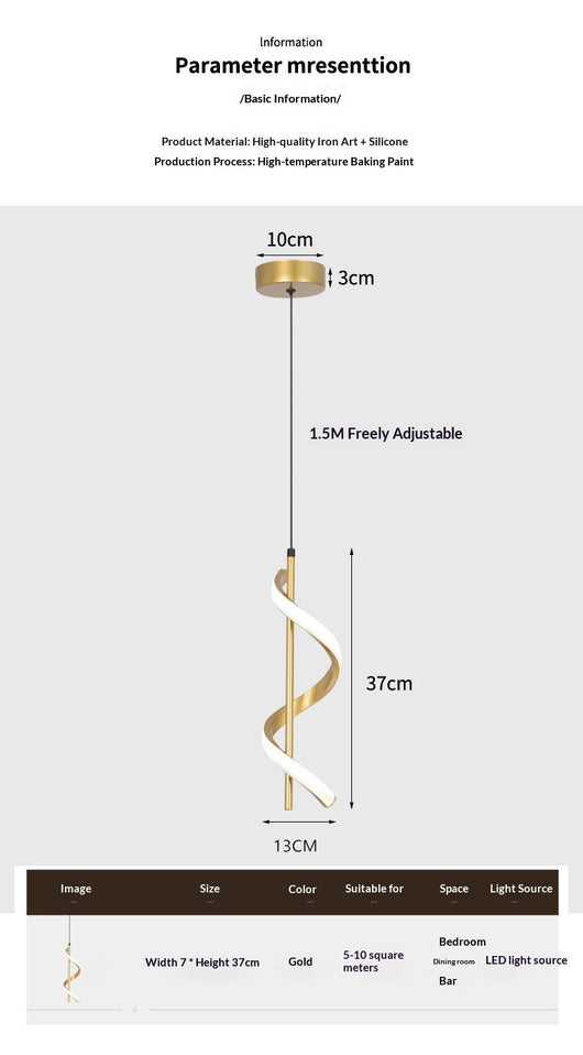 Lámpara Espiral Moderna para Comedor y Dormitorio - Image 11