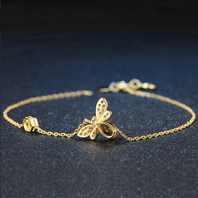 Pulsera Citrina y Peridoto con Abeja Micro Incrustada - Image 11