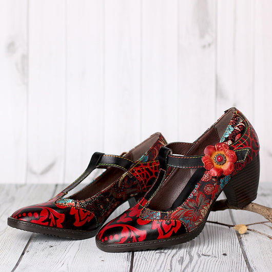 Tacones Altos Étnicos Artesanales con Flores - Estilo Retro para Mujer - Image 4