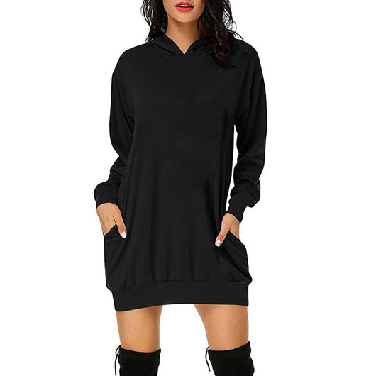 Suéter Vestido Holgado de Color Sólido con Mangas Largas - Image 13
