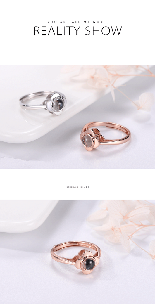 Anillo de Proyección Ajustable para Parejas con Diseño de Flor - Image 7
