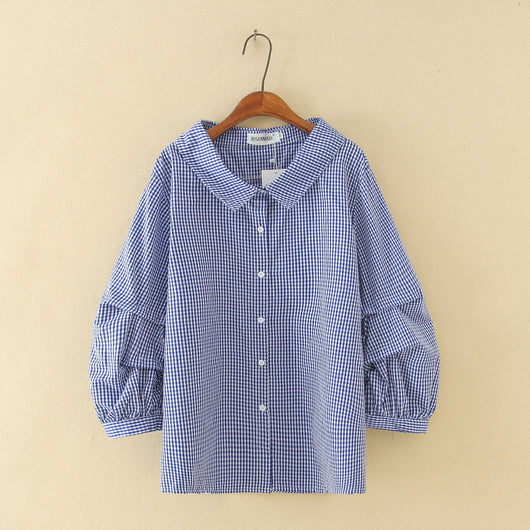 Camisa Cuadros Manga Tres Cuartos Lantern - Image 8