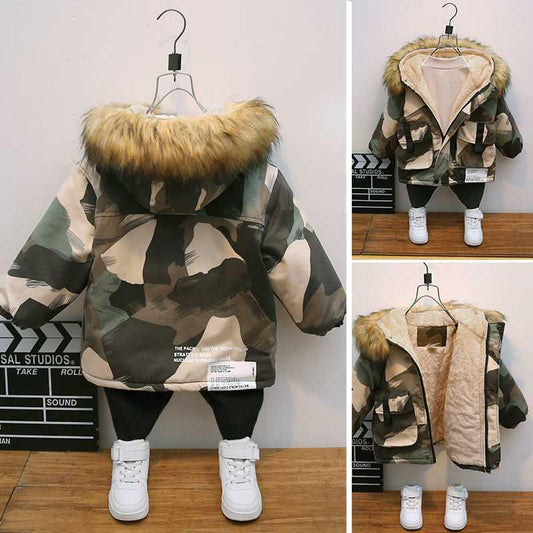 Chaqueta Acolchada Infantil Camuflaje Estilo Internacional para Invierno