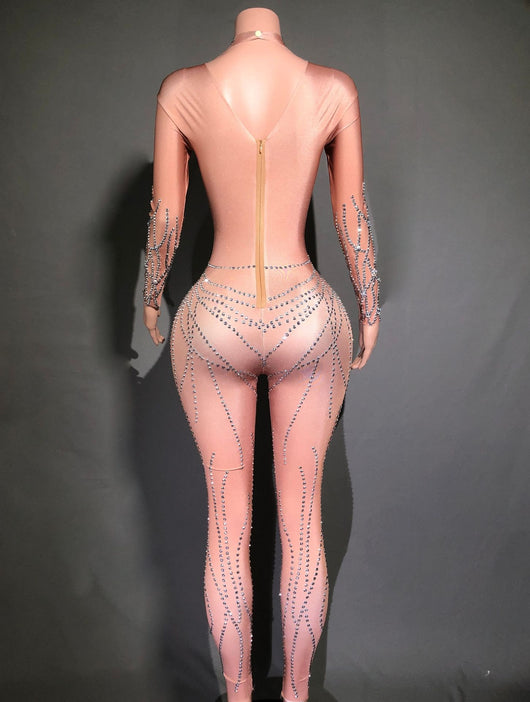 Jumpsuit Ajustado con Rayas y Cristales Brillantes para Mujer - Image 15