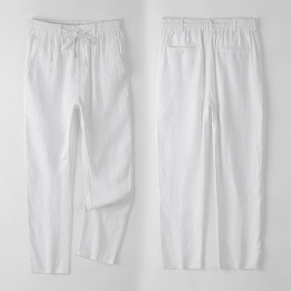 Pantalones de Lino Hombre Talla Grande Cintura Elástica Ajuste Suelto - Image 3