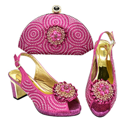 Sandalias con Tacón Ancho y Hebilla Strass + Bolso Coordinado - Image 4