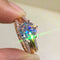 Anillo Doble en Oro 18K con Mosonita para Mujer - Juego de Pareja