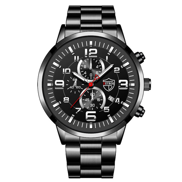 Reloj para Hombre con Esfera Dorada Grande, Calendario Luminoso y Correa de Acero