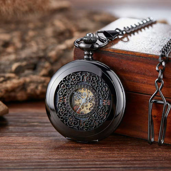 Reloj de Bolsillo Automático Mecánico con Diseño Floral Retro Calado