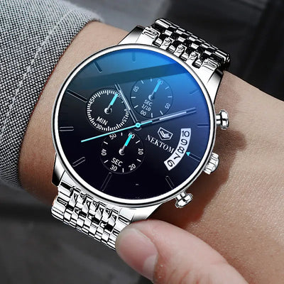 Reloj de Acero Inoxidable para Hombre con Cierre Mariposa y Movimiento de Cuarzo - Image 11